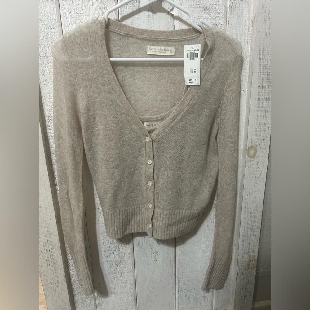 Abercrombie Merino Wool-Blend Tank and Cardigan Set